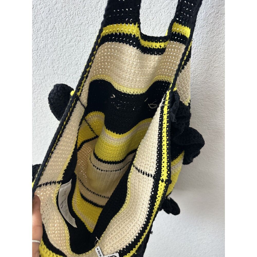 GANNI Ruffled Striped Knit Tote - Picture 3 of 6